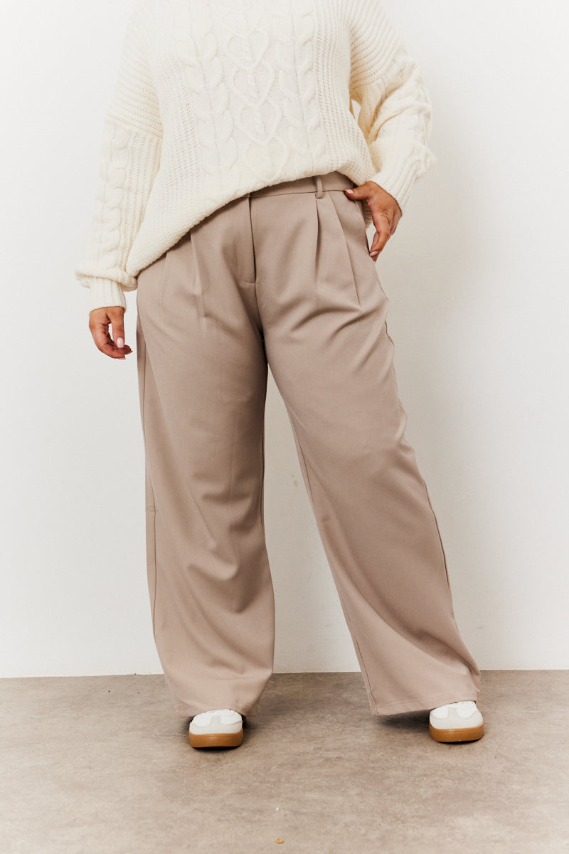 Adjustable Pleat Wide Leg Trouser