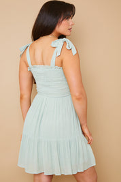 Shirred Bust Tie Strap Mini Dress