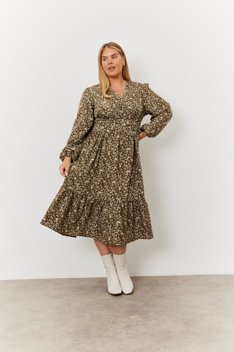 Balloon Sleeve Structured Wrap Dress Cream main image 1