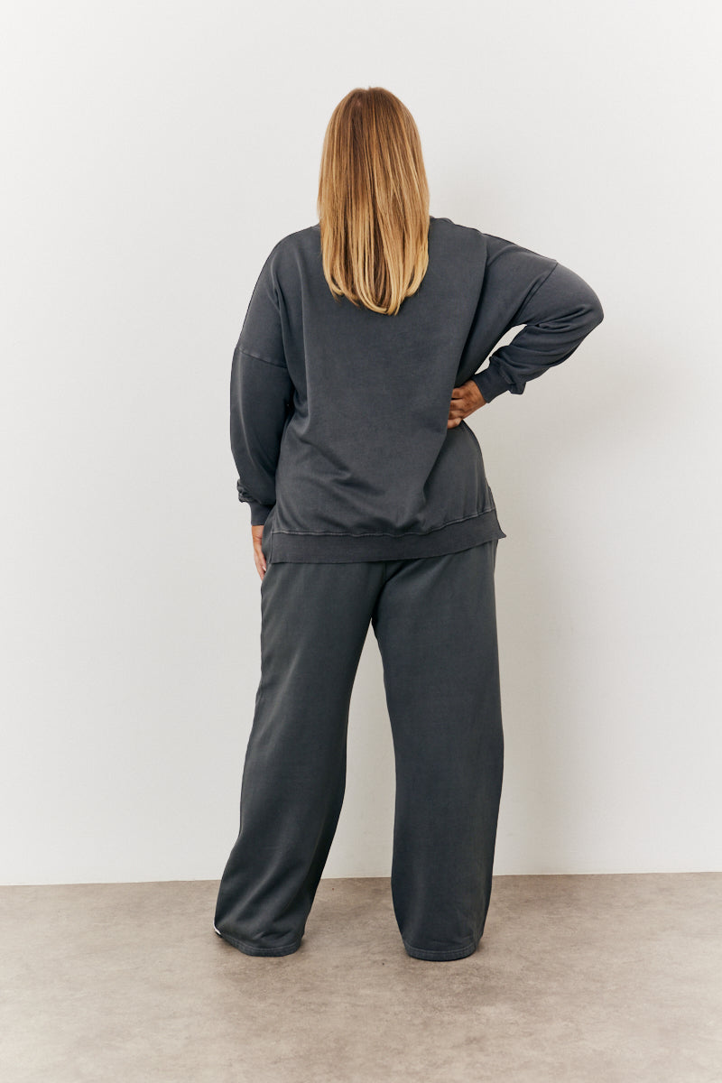 V Neck Split Hem Sweat