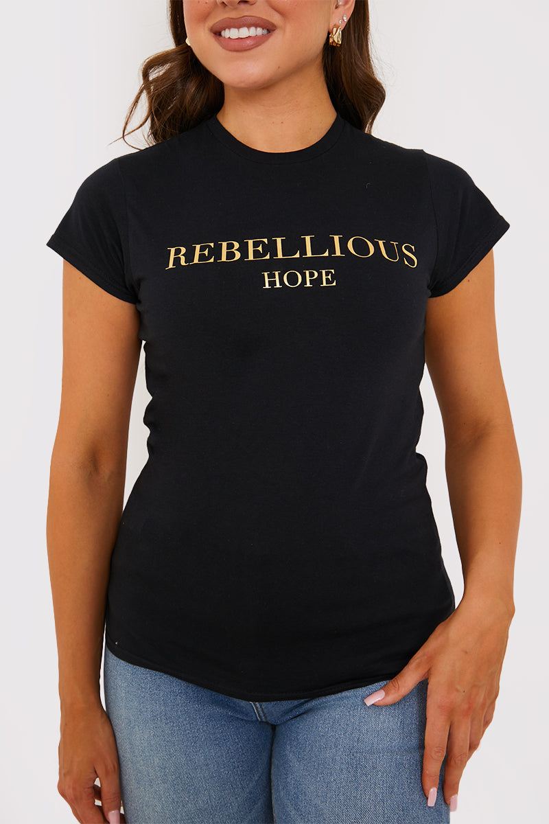 Gold Foil Rebellious Hope Fitted T-Shirt