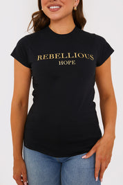 Gold Foil Rebellious Hope Fitted T-Shirt