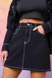 Denim Skirt With Contrast Stitching Co ord