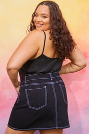 Denim Skirt With Contrast Stitching Co ord