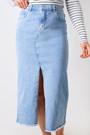 Denim Split Detail Midi Skirt