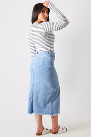 Denim Split Detail Midi Skirt