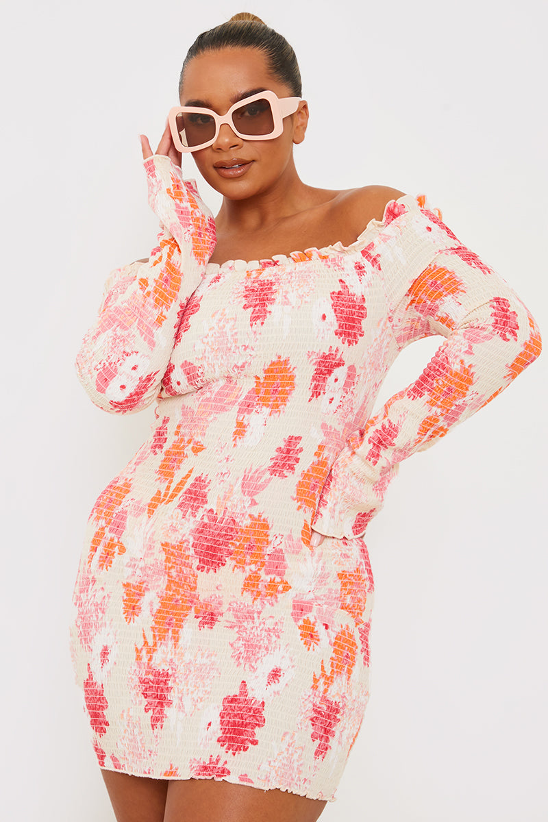 Bardot Shirred Floaty Mini Dress