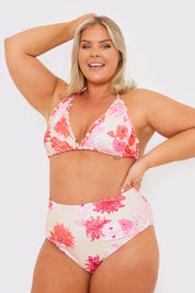 Floral Print High Waisted Bikini Bottom