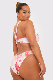 Floral Print Multiway Strap Ring Detail Bikini Top