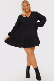 Corduroy Collared Smock Dress