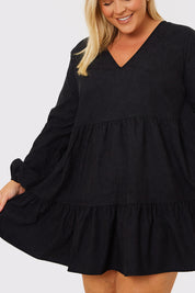 Corduroy Collared Smock Dress