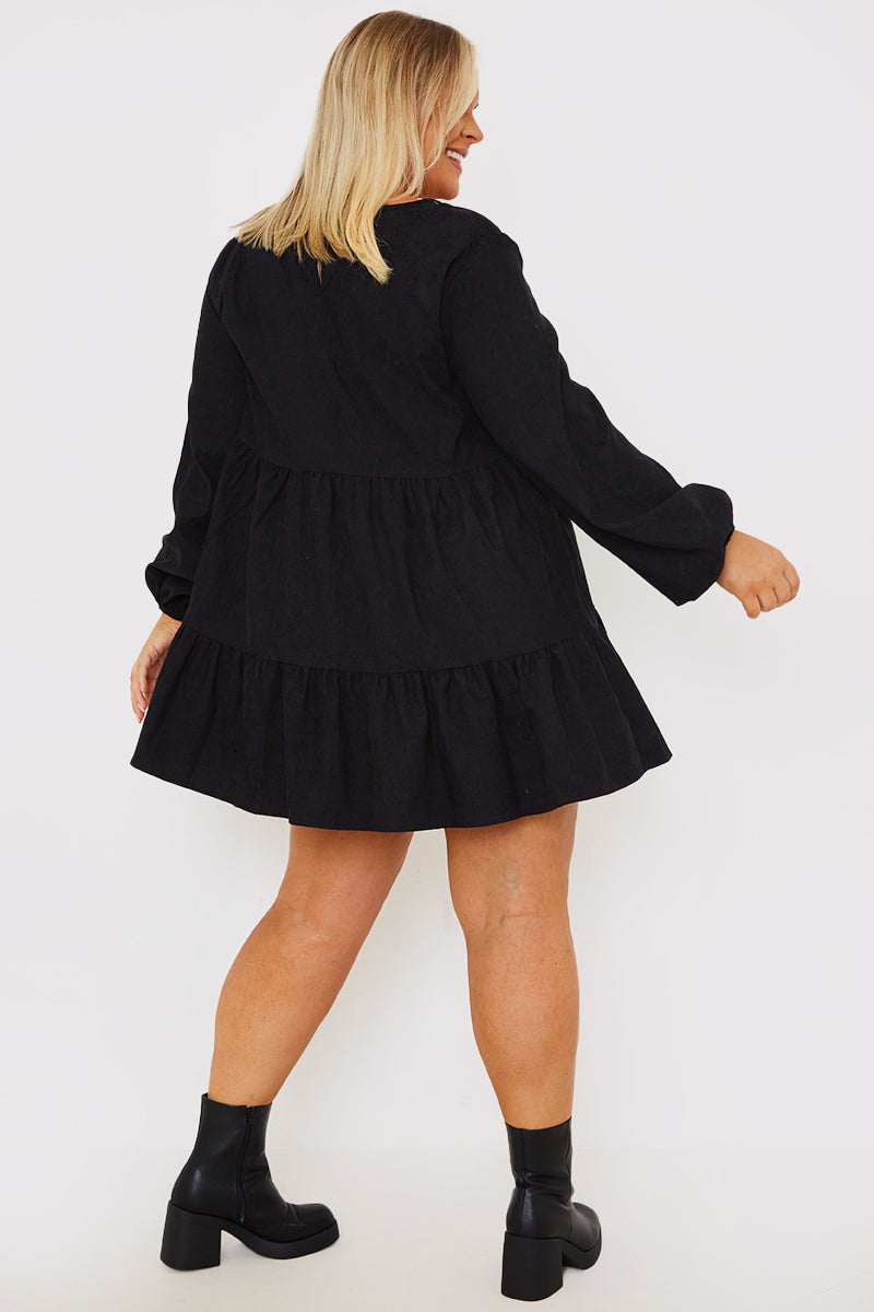 Corduroy Collared Smock Dress