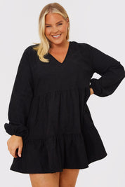 Corduroy Collared Smock Dress