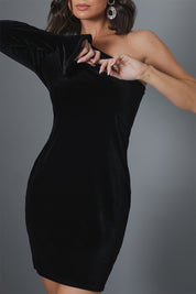 Velvet One Shoulder Mini Dress