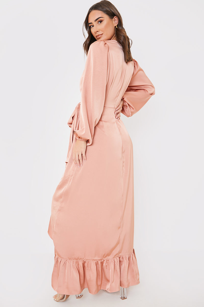 Satin Balloon Sleeve Maxi Dress