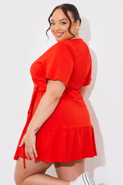 Short Sleeve Wrap Swing Dress