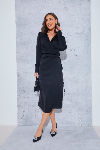 Wrap Collared Midi Dress InTheStyle Wrap Collared Midi Dress InTheStyle