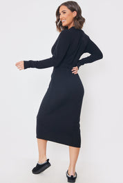 Ribbed Belted Midi Dress