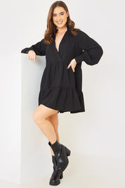 Wrap Front Smock Dress