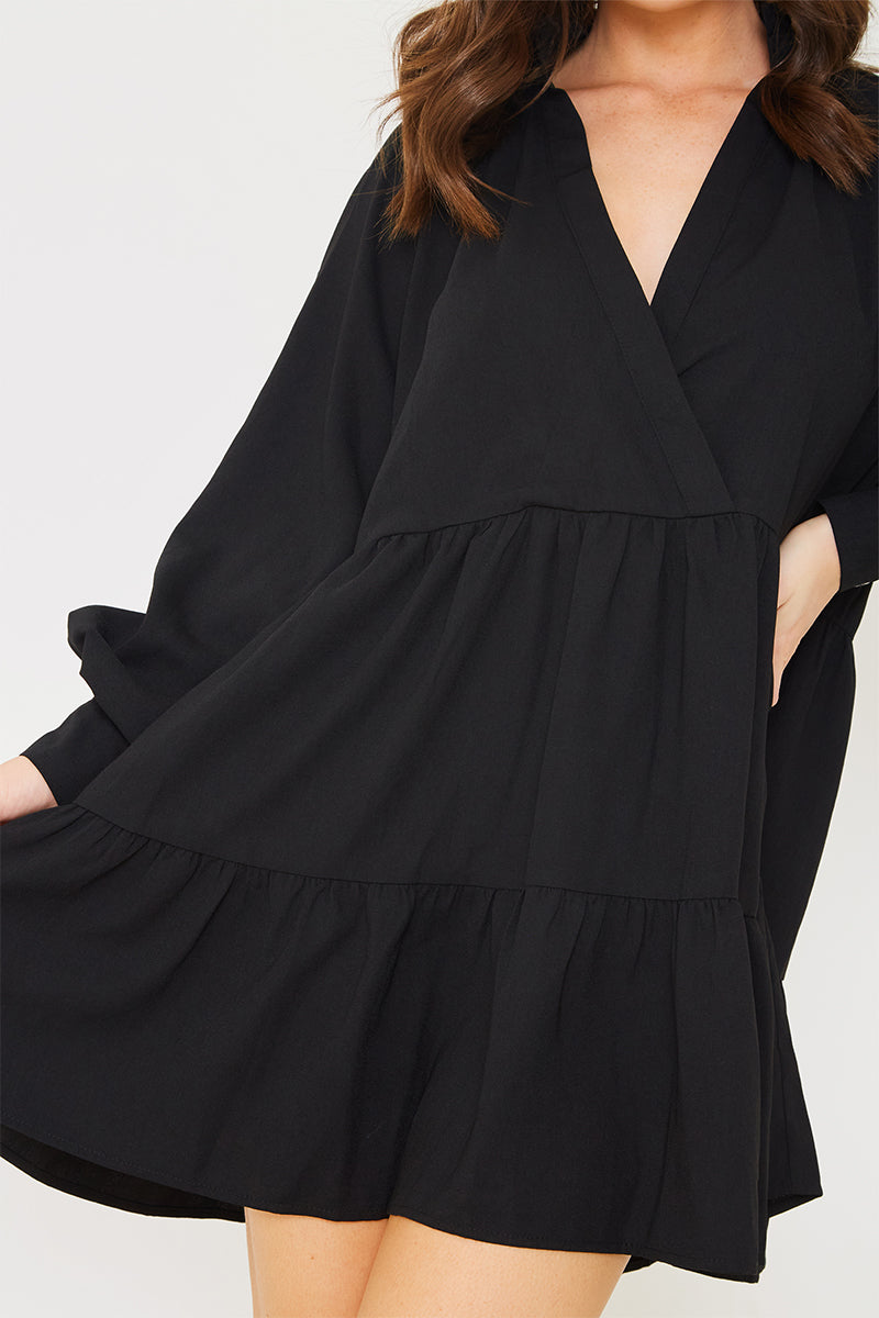 Wrap Front Smock Dress