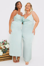 Satin Cowl Neck Maxi Dress