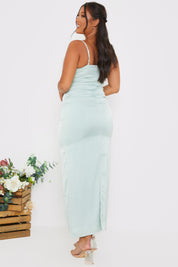 Satin Cowl Neck Maxi Dress
