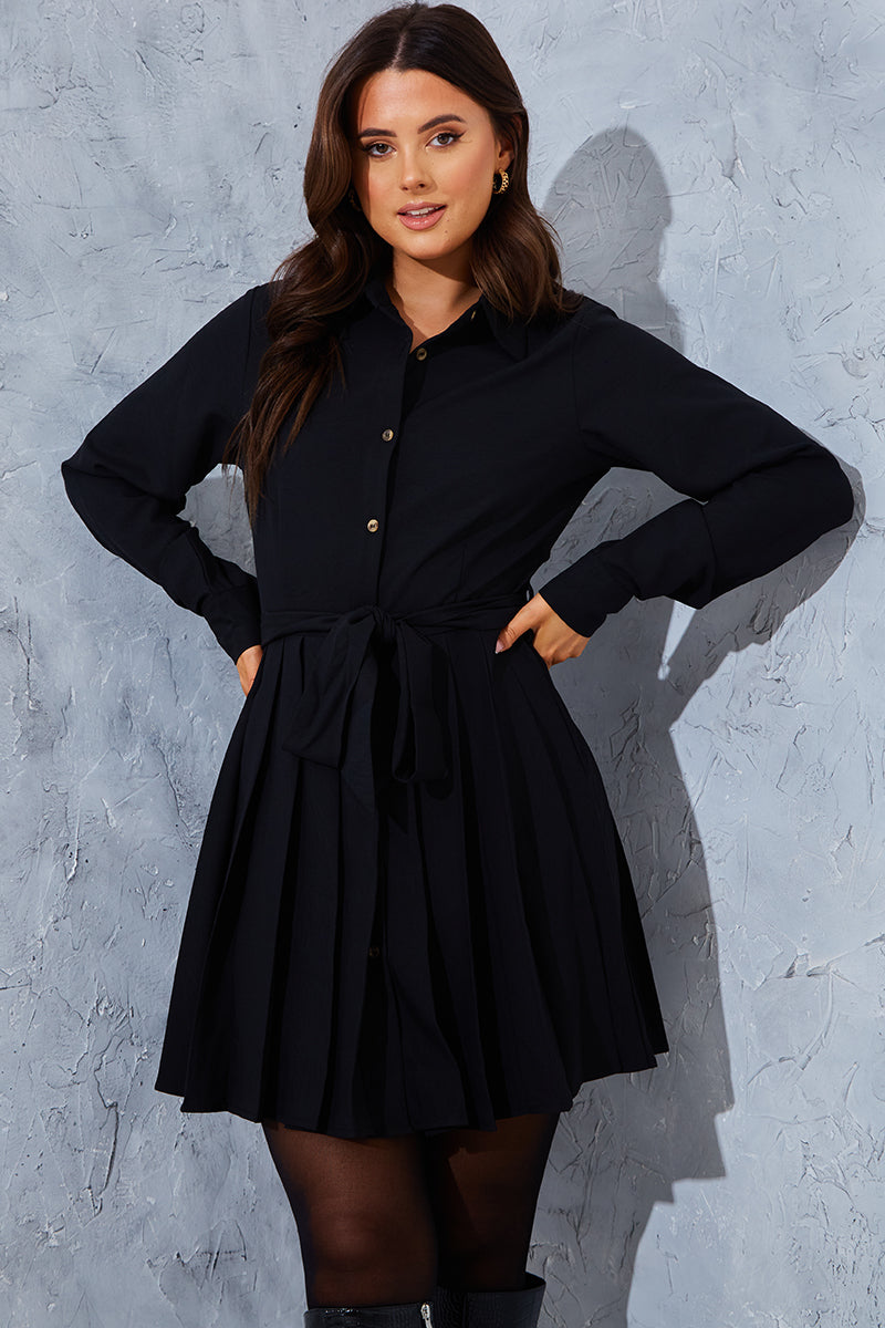 Pleated Shirt Dress