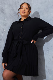 Pleated Shirt Dress
