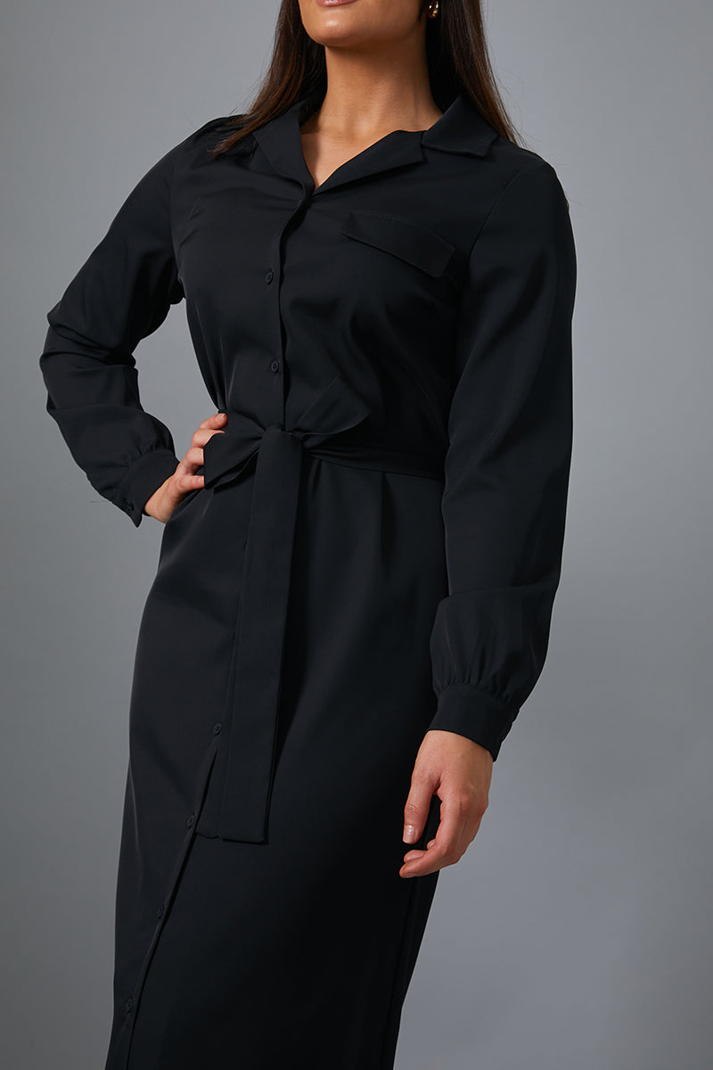 Button Up Belted Dress