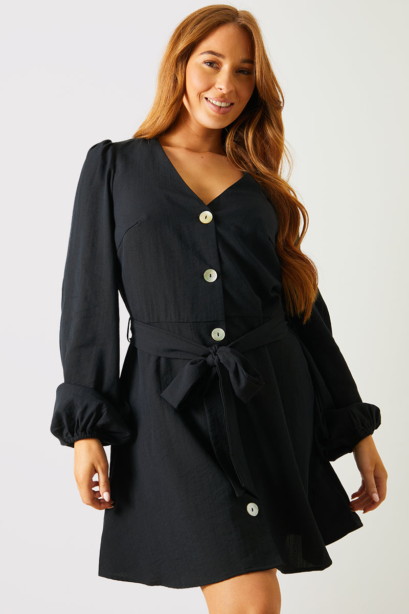 chinese dress ladies Black Long Balloon Sleeve Short Sweater Dress main image 0