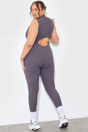 RIBBED SCULPT AND CONTROL ZIP FRONT UNITARD