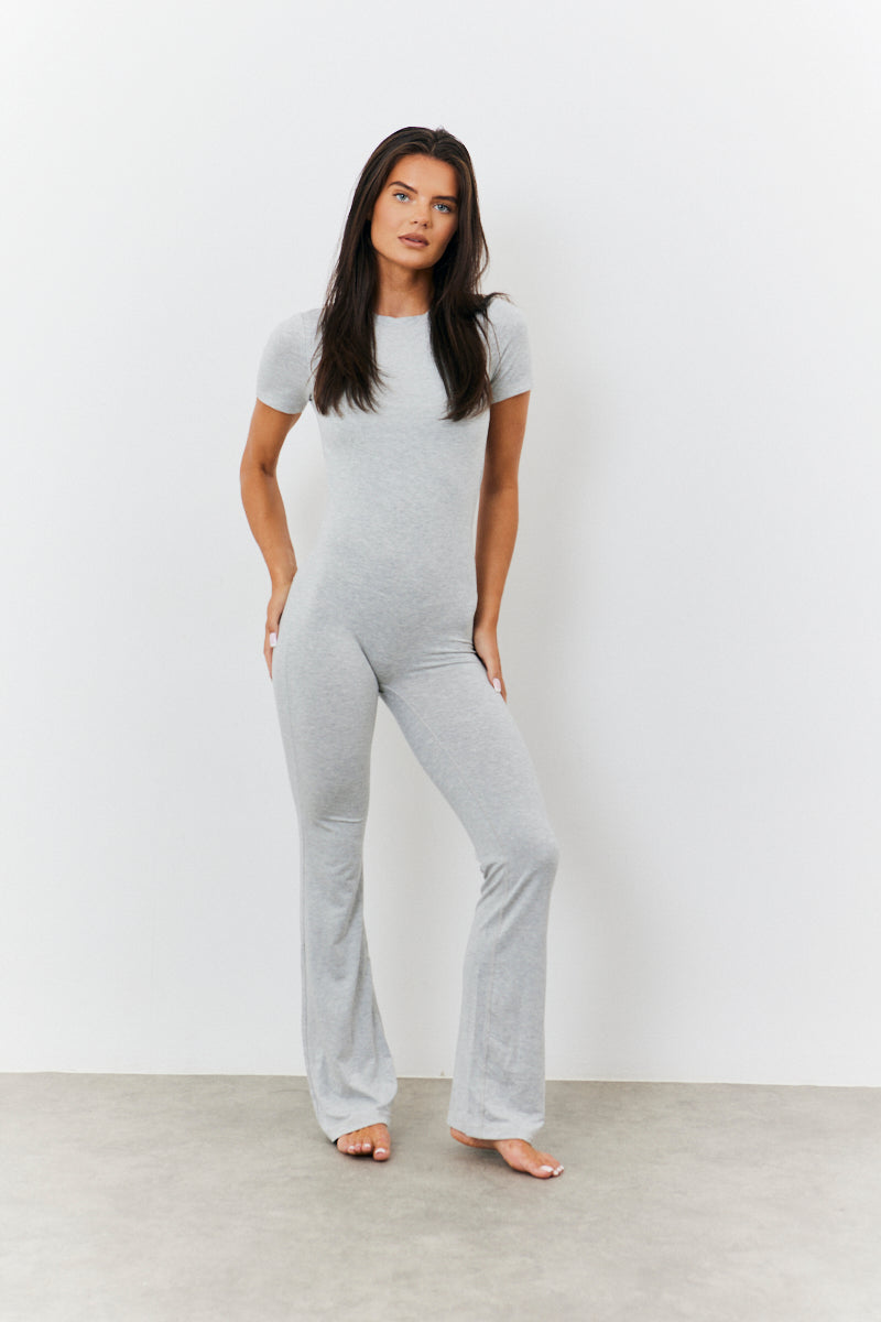 Sculpting Short Sleeve Wide Leg Jumpsuit