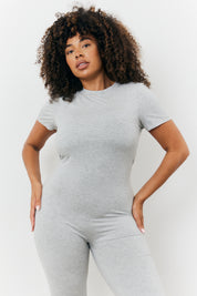 Sculpting Short Sleeve Wide Leg Jumpsuit
