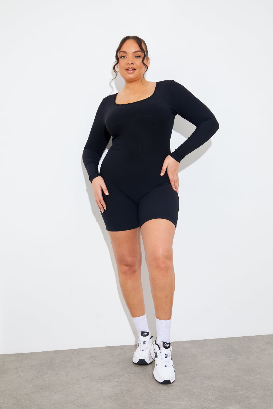 Built-In Bra Long Sleeve Sculpt and Control Short Unitard