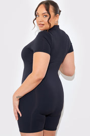 Contour Short Sleeve Short Leg Half Zip Unitard
