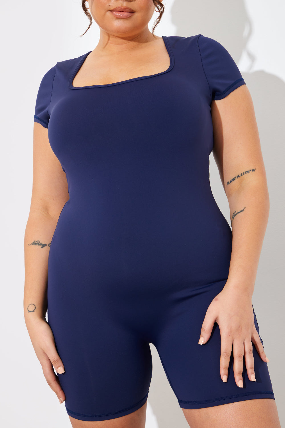 Contour Short Sleeve Short Leg Square Neck Unitard