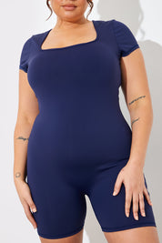 Contour Short Sleeve Short Leg Square Neck Unitard