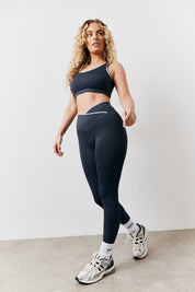 Indigo Blue Contrast Piping Co-Ord Sports Bra