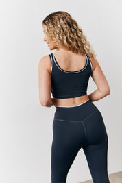 Indigo Blue Contrast Piping Co-Ord Sports Bra