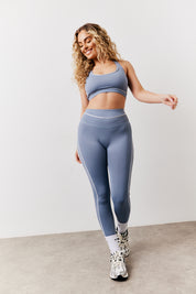 Light Blue Medium Support Contrast Piping Cross Back Co-Ord Sports Bra