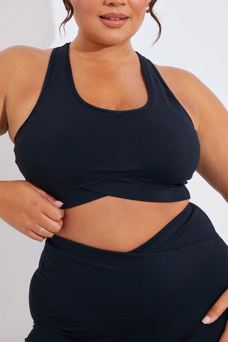 Soft Touch Cross Over Band Detail Medium Sports Bra