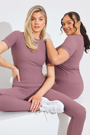 RIBBED CREW NECK SHORT SLEEVE TOP