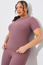 RIBBED CREW NECK SHORT SLEEVE TOP