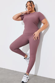 RIBBED CREW NECK SHORT SLEEVE TOP