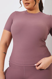 RIBBED CREW NECK SHORT SLEEVE TOP