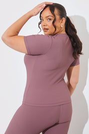 RIBBED CREW NECK SHORT SLEEVE TOP