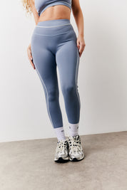 Light Blue Contrast Piping V Front Co-Ord Leggings