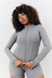 Soft Touch Seam Detail Zip Through Jacket