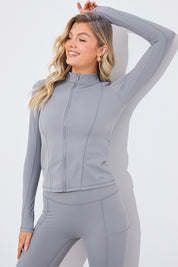 Soft Touch Seam Detail Zip Through Jacket