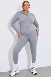 Soft Touch Seam Detail Zip Through Jacket